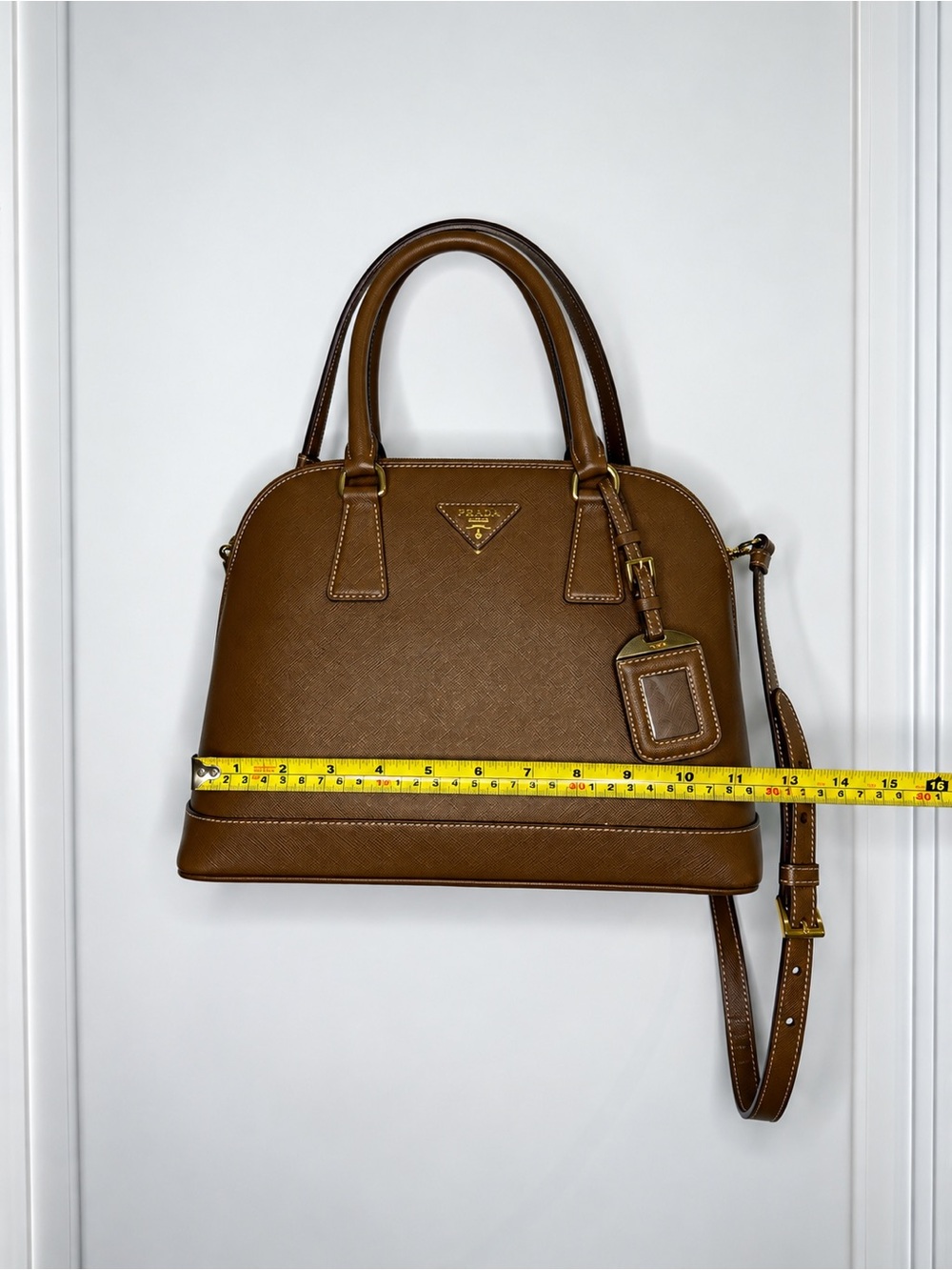 Prada Brown Saffiano Lux Satchel (Camel) - Picture 5 of 8